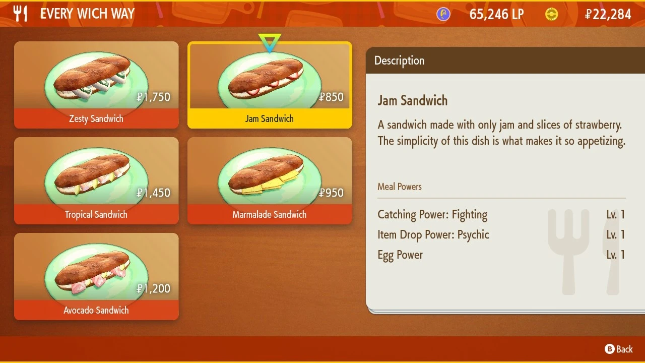 Selection of Sandwiches from Pokemon Scarlet & Violet